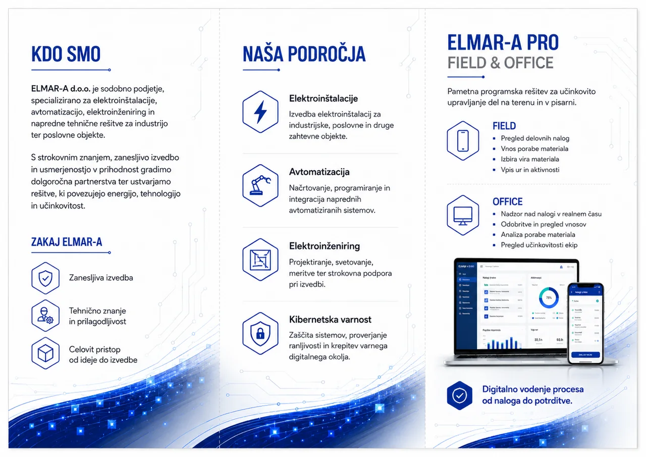 Brošura ELMAR-A - kdo smo in področja